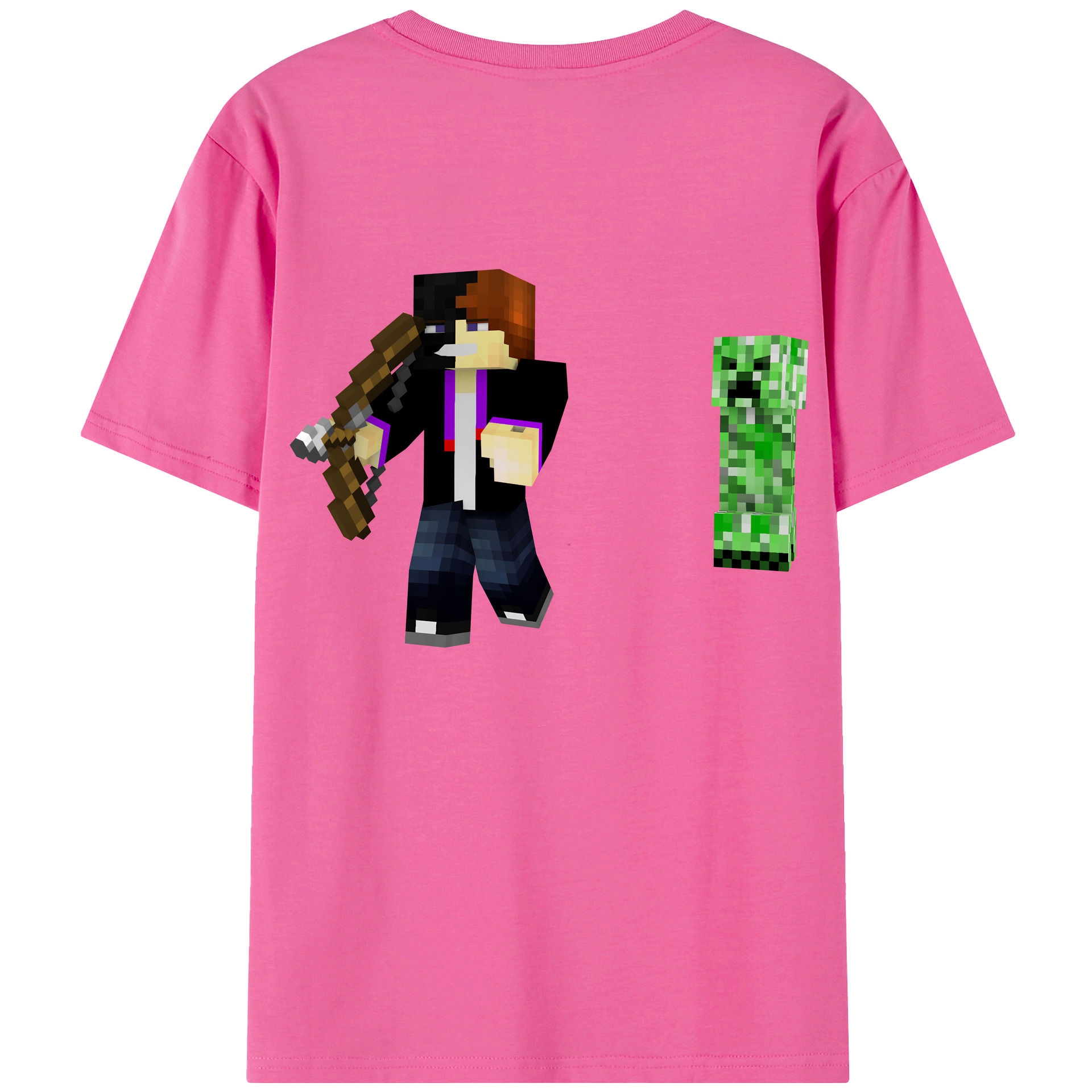 （画像用） マインクラフト ブロックの世界 Minecraft MC Block world レディース半袖Tシャツ(バックプリント)